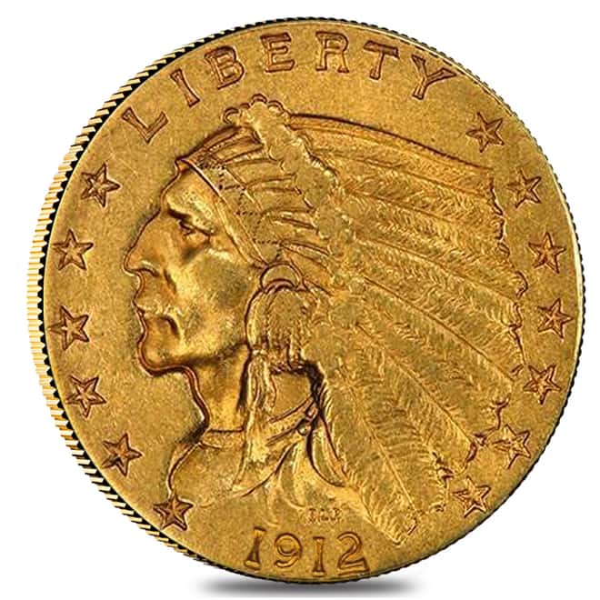 1912 $2.5 Gold Quarter Eagle Indian Head PCGS XF 45