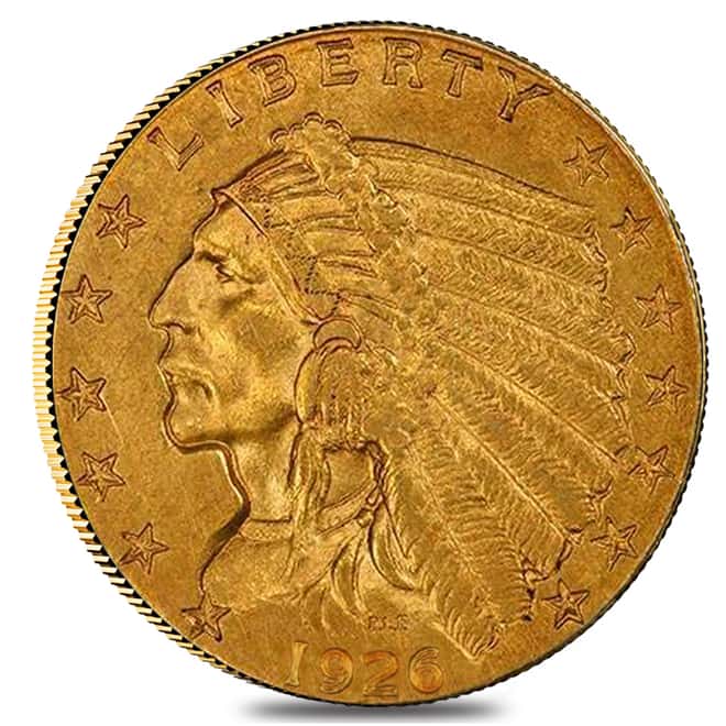 1926 $2.5 Gold Quarter Eagle Indian Head PCGS AU Details
