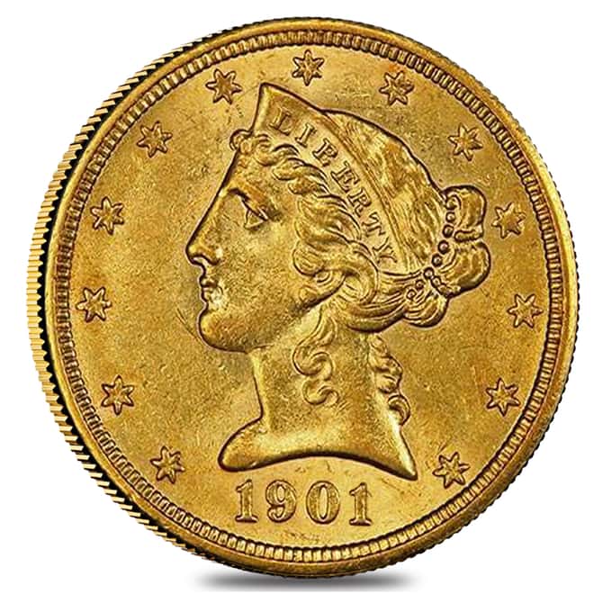 1901/0 S $5 Liberty Head Half Eagle Gold Coin NGC AU 58