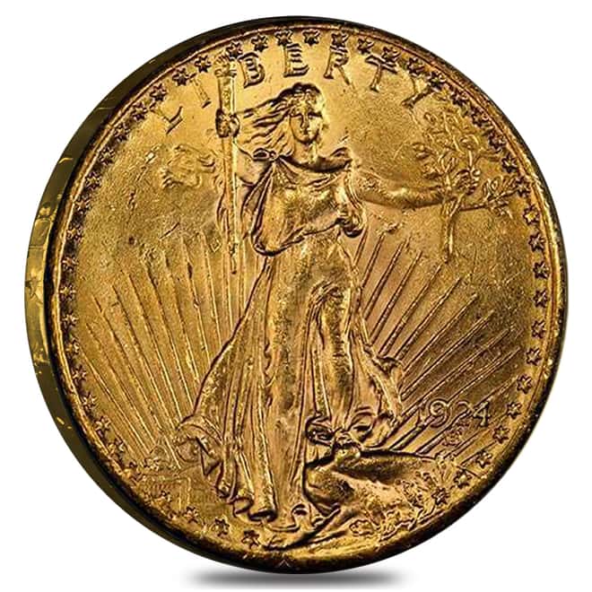 1924 $20 Gold St. Gaudens Double Eagle Coin NGC MS 63