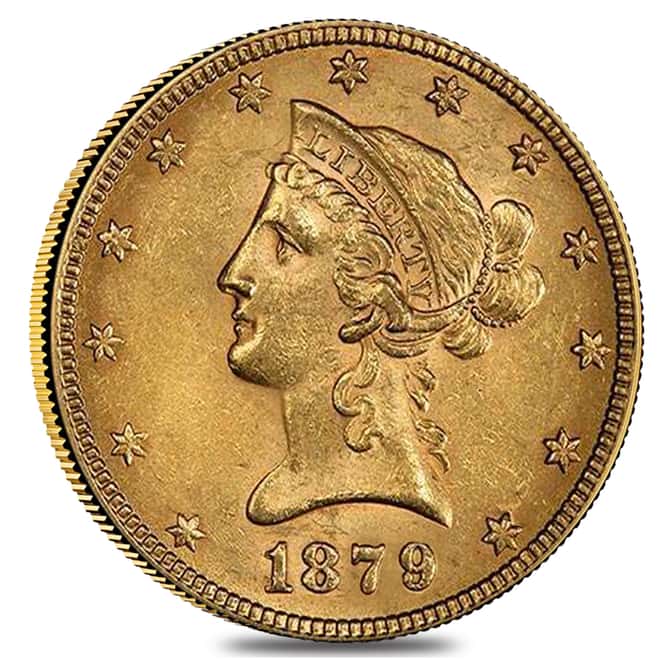1879 $10 Gold Liberty Head Eagle Coin NGC AU 58
