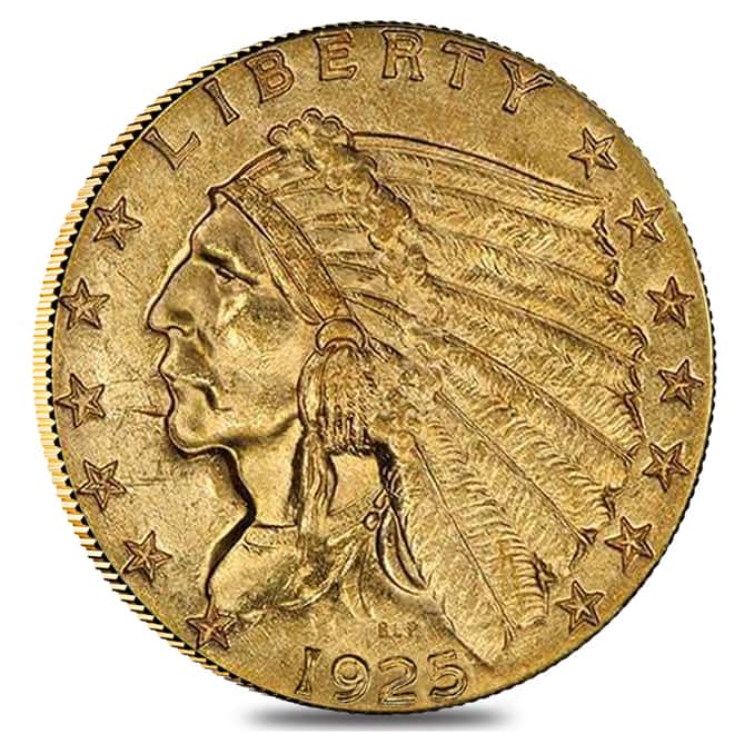 1925 D $2.5 Gold Quarter Eagle Indian Head PCGS MS 62