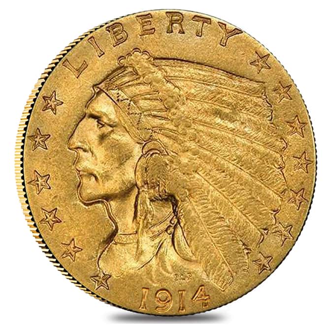 1914 D $2.5 Gold Quarter Eagle Indian Head PCGS AU 55