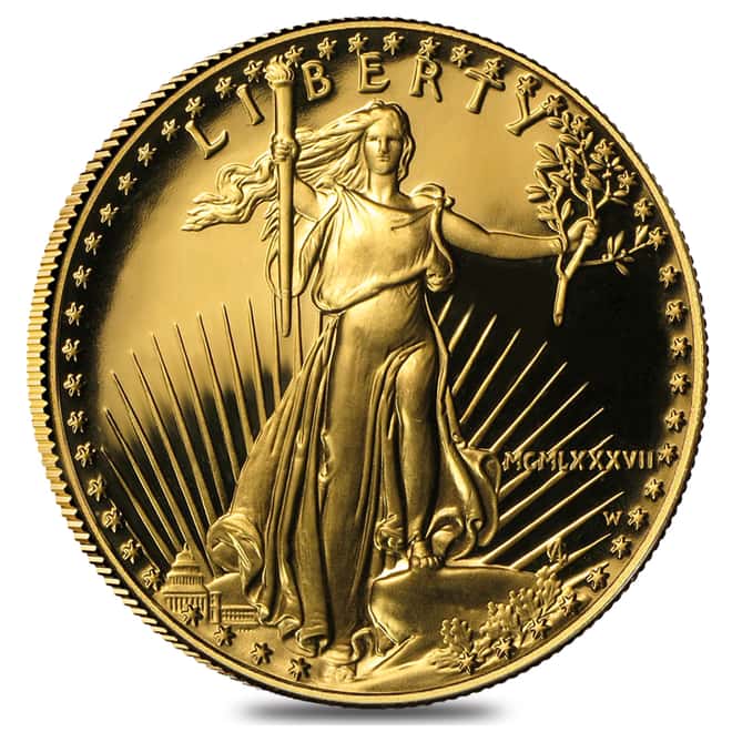 1987-W 1 oz $50 Proof Gold American Eagle (w/Box & COA)