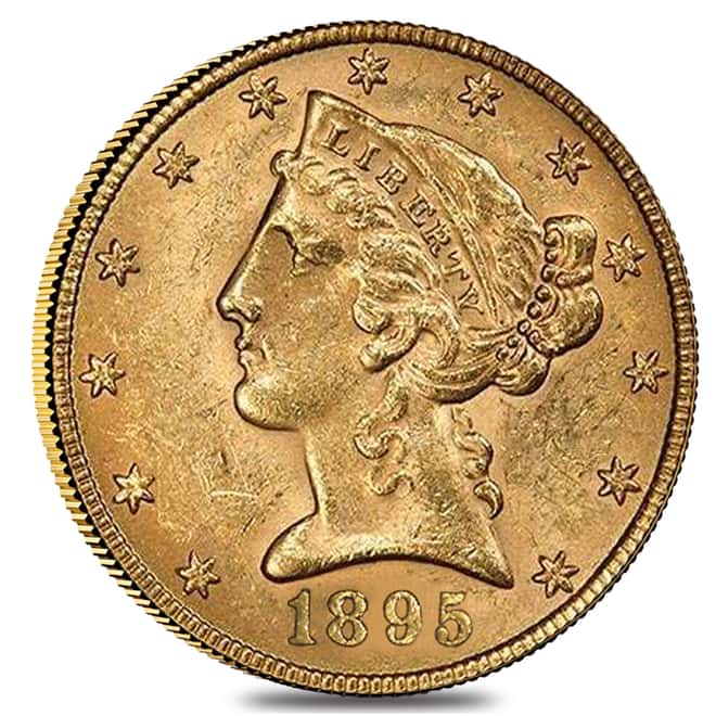 1895 $5 Liberty Head Half Eagle Gold Coin NGC MS 61
