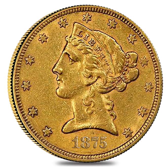 1875 CC $5 Liberty Head Half Eagle Gold Coin NGC AU Details
