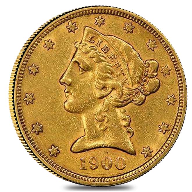 1900 $5 Liberty Head Half Eagle Gold Coin NGC AU Details