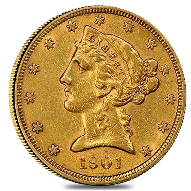 1901 S $5 Liberty Head Half Eagle Gold Coin NGC AU Details