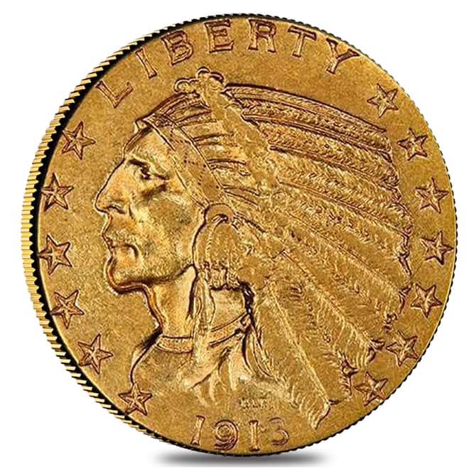 1913 S $5 Gold Half Eagle Indian Head PCGS AU 50
