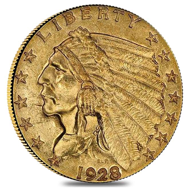 1928 $2.5 Gold Quarter Eagle Indian Head PCGS MS 62