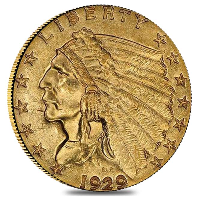 1929 $2.5 Gold Quarter Eagle Indian Head PCGS MS 62