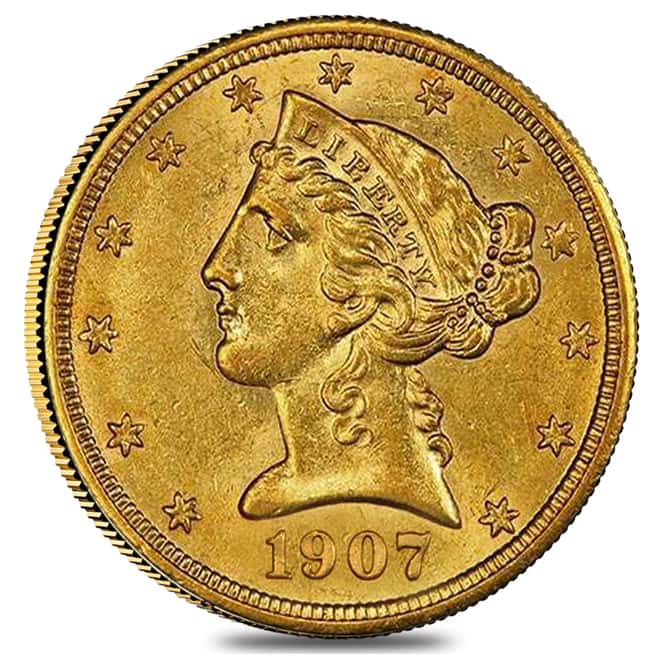 1907 D $5 Liberty Head Half Eagle Gold Coin PCGS AU Details