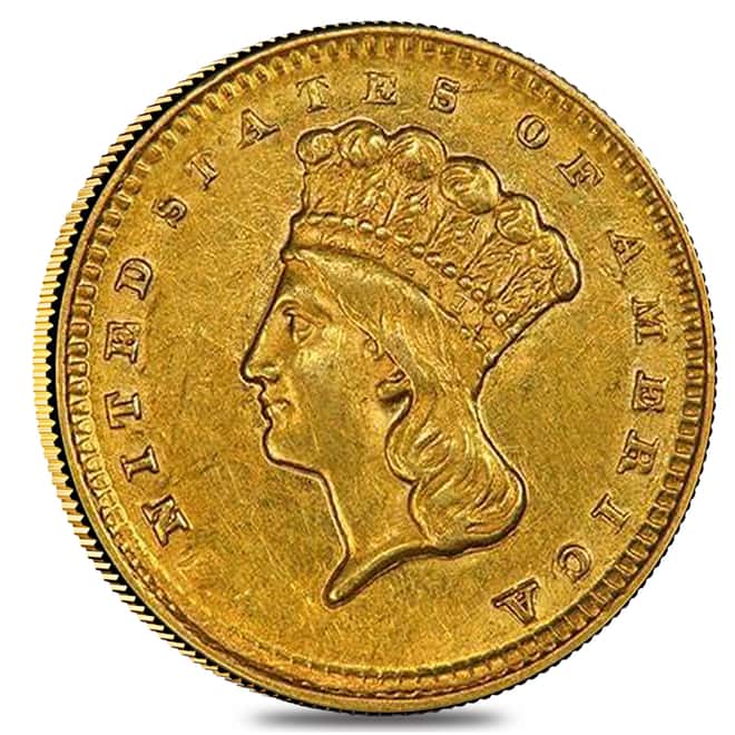 1856 $1 Gold Indian Princess Head Type 3 PCGS AU Details