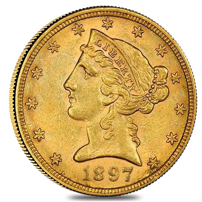 1897 S $5 Liberty Head Half Eagle Gold Coin PCGS AU 55