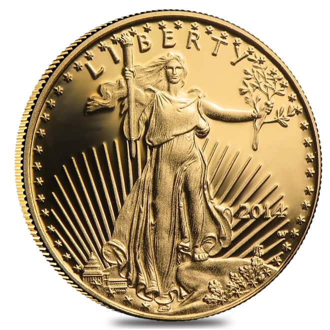 2014 W 1/10 oz $5 Proof Gold American Eagle PCGS PF 70 DCAM First Strike