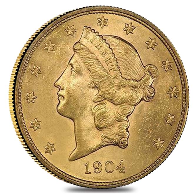 1904 $20 Gold Liberty Head Double Eagle Coin NGC MS 62