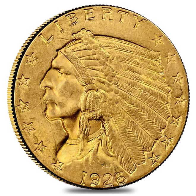 1926 $2.5 Indian Head Quarter Eagle Gold Coin NGC AU 55