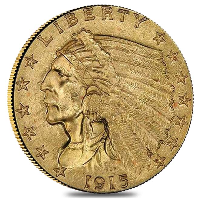 1915 $2.5 Indian Head Quarter Eagle Gold Coin NGC MS 61