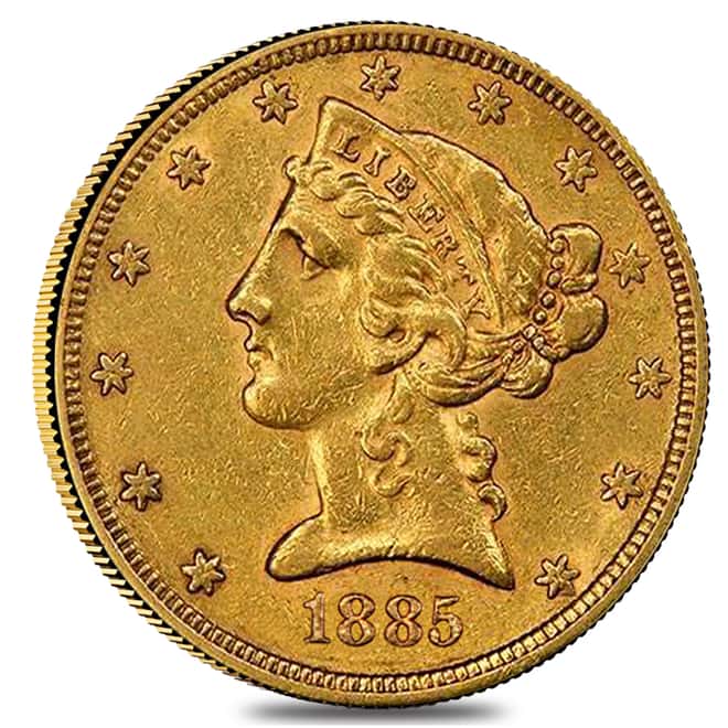 1885 $5 Liberty Head Half Eagle Gold Coin NGC AU Details