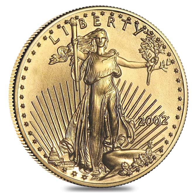 2002 1/10 oz $5 Gold American Eagle ICG MS 70