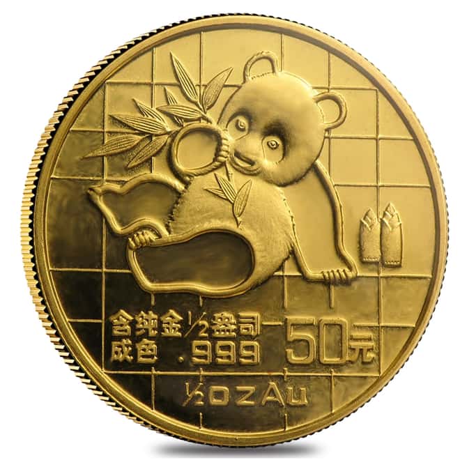 1989 1/2 oz Chinese Gold Panda 50 Yuan Small Date BU (Sealed)