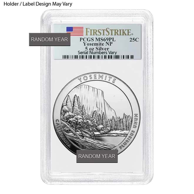 5 oz Silver America the Beautiful ATB PCGS MS 69 PL (Random Year)