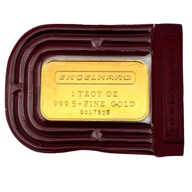 1 oz Engelhard Gold Vintage Bar Frosted Back .9995+ Fine (Original Seal)