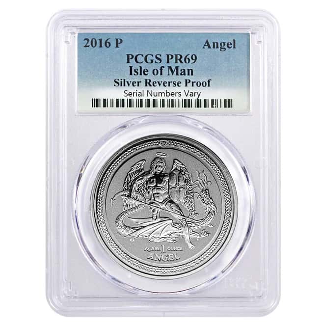 2016 Isle of Man 1 oz Silver Angel Reverse Proof PCGS PF 69