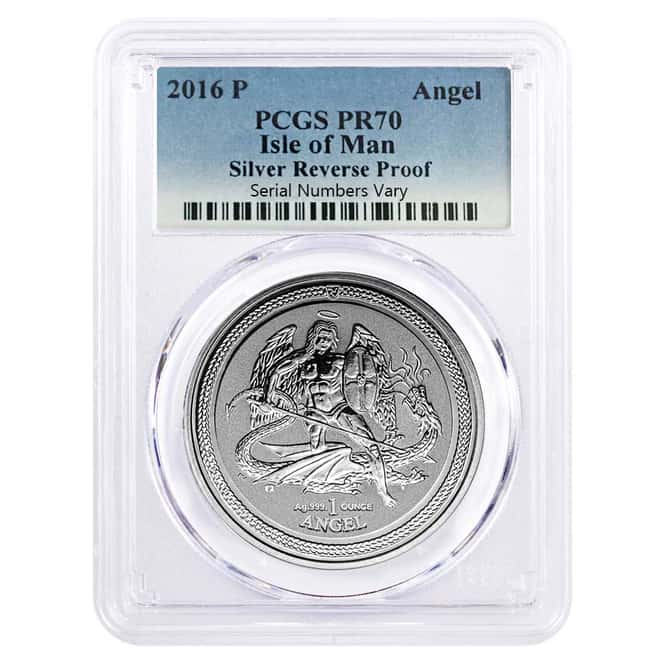 2016 Isle of Man 1 oz Silver Angel Reverse Proof PCGS PF 70