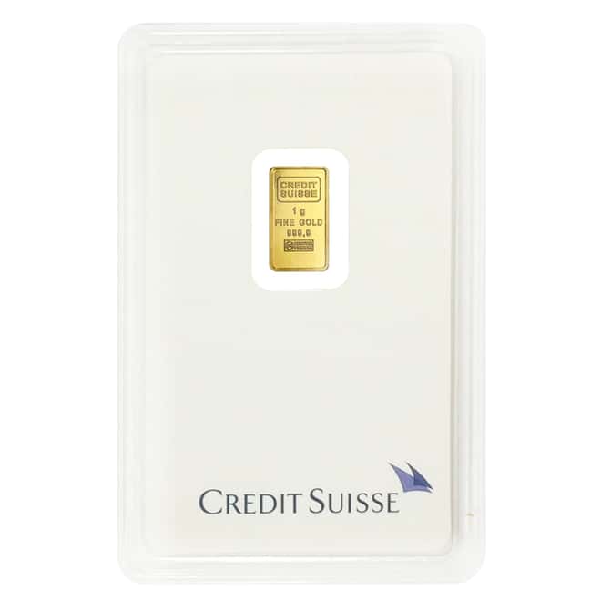 1 gram Credit Suisse Gold Bar .9999 Fine (In Assay) 