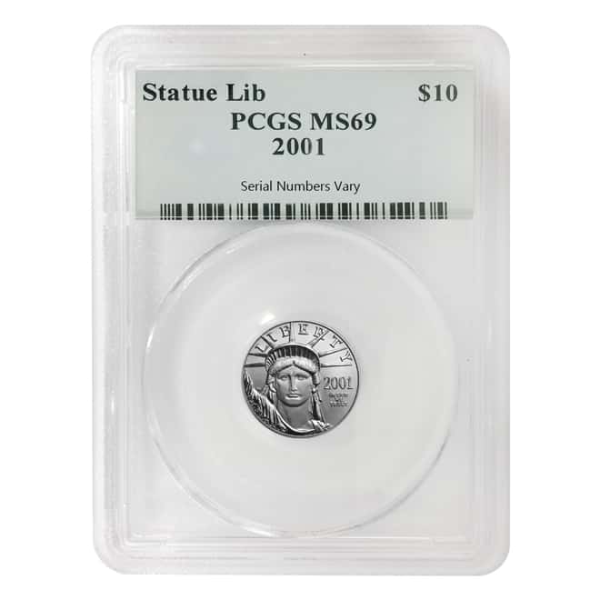 2001 1/10 oz $10 Platinum American Eagle PCGS MS 69