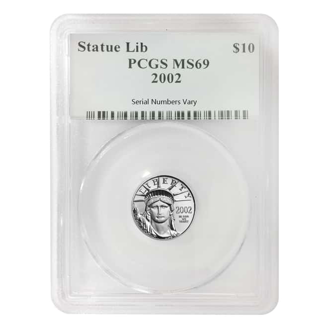 2002 1/10 oz $10 Platinum American Eagle PCGS MS 69