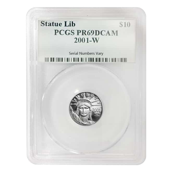 2001 W 1/10 oz $10 Proof Platinum American Eagle PCGS PF 69 DCAM