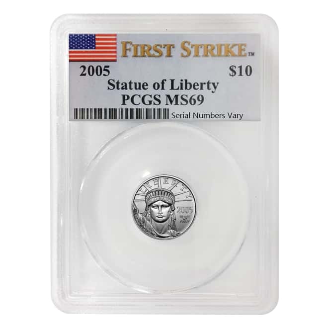 2005 1/10 oz $10 Platinum American Eagle PCGS MS 69 First Strike