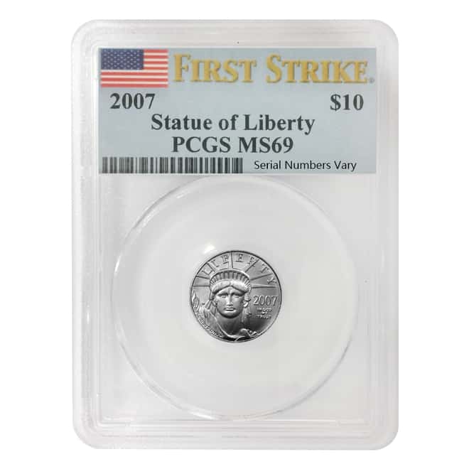 2007 1/10 oz $10 Platinum American Eagle PCGS MS 69 First Strike