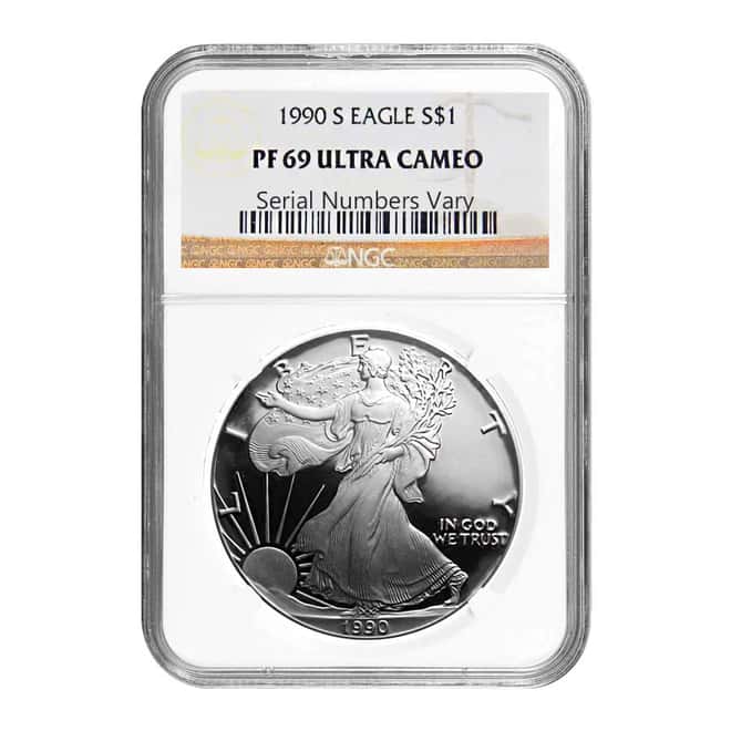 1990 S 1 oz Silver American Eagle $1 Coin NGC PF 69 UCAM 