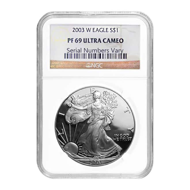 2003 W 1 oz Silver American Eagle $1 Coin NGC PF 69 UCAM