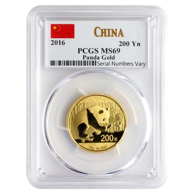 2016 15 Gram Chinese Gold Panda 200 Yuan PCGS MS 69