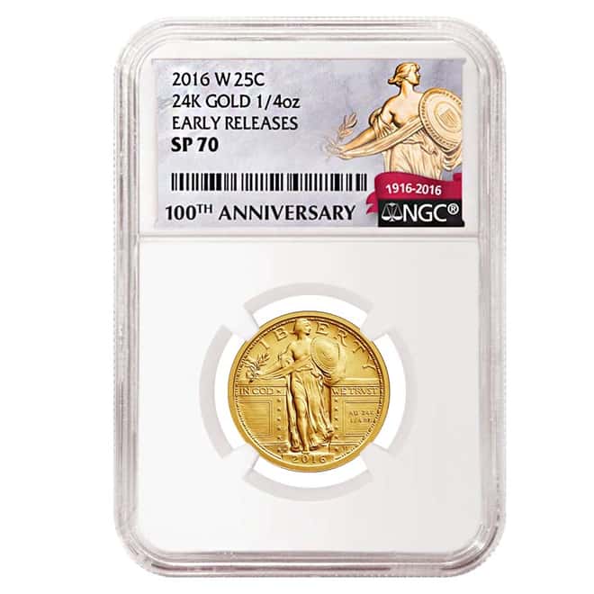 2016 1/4 oz Standing Liberty Quarter Centennial Gold Coin NGC SP 70 Early Releases