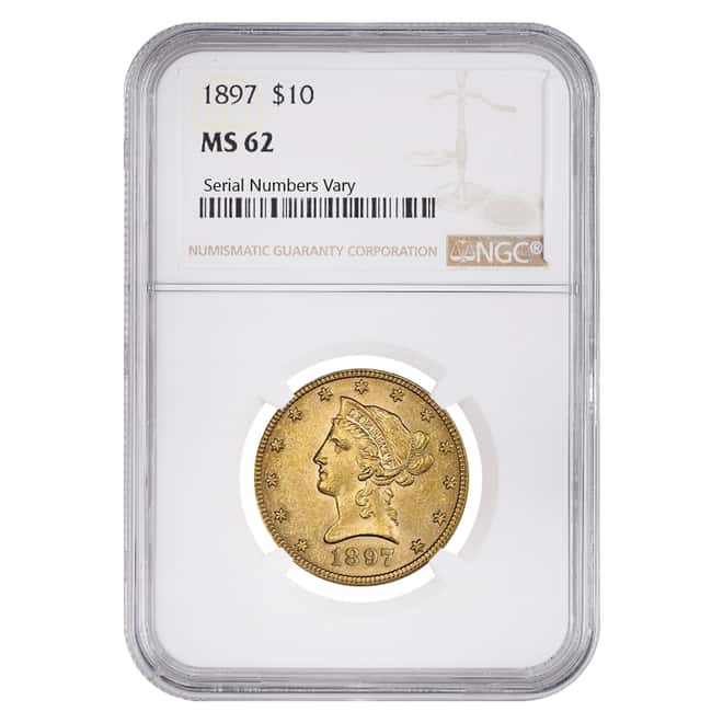 1897 $10 Gold Liberty Head Eagle Coin NGC MS 62 