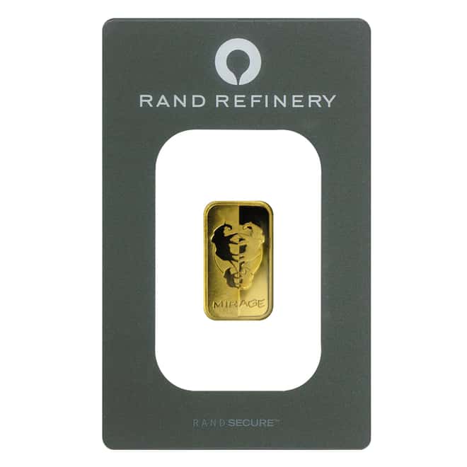 5 gram Rand Refinery Mirage Gold Bar .9999 Fine (In Assay)
