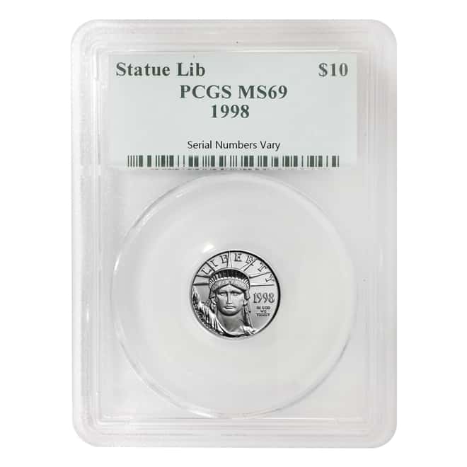 1998 1/10 oz $10 Platinum American Eagle PCGS MS 69