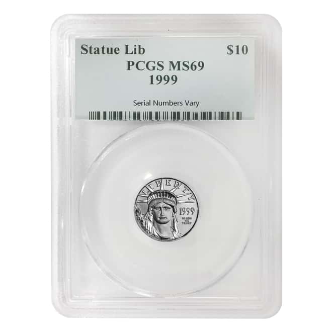 1999 1/10 oz $10 Platinum American Eagle PCGS MS 69