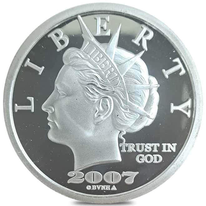 2007/2006 1 oz NORFED Liberty Dollar Silver Round .999 Fine