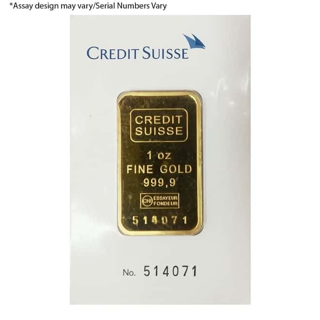 1 oz Credit Suisse Gold Bar .9999 Fine (Vintage Assay)