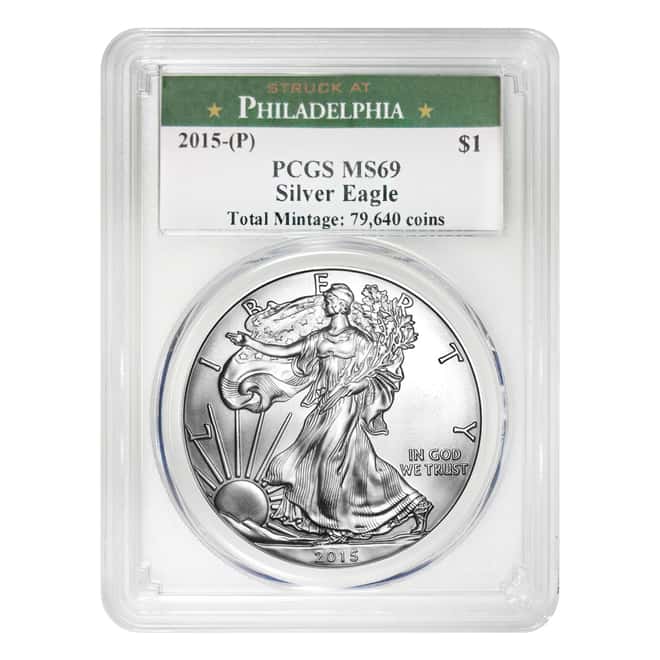 2015 (P) 1 oz Silver American Eagle $1 Coin PCGS MS 69 1 of 79,640 Struck