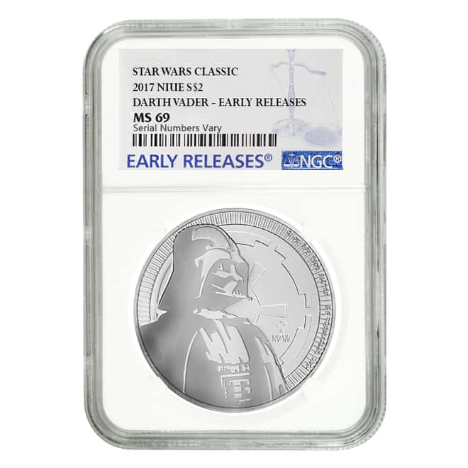 2017 1 oz Niue Silver $2 Star Wars Darth Vader NGC MS 69 Early Releases