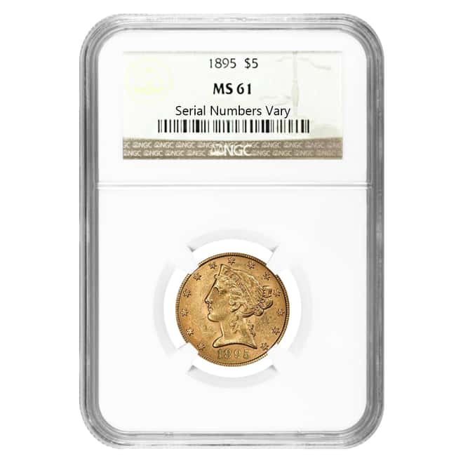 1895 $5 Liberty Head Half Eagle Gold Coin NGC MS 61