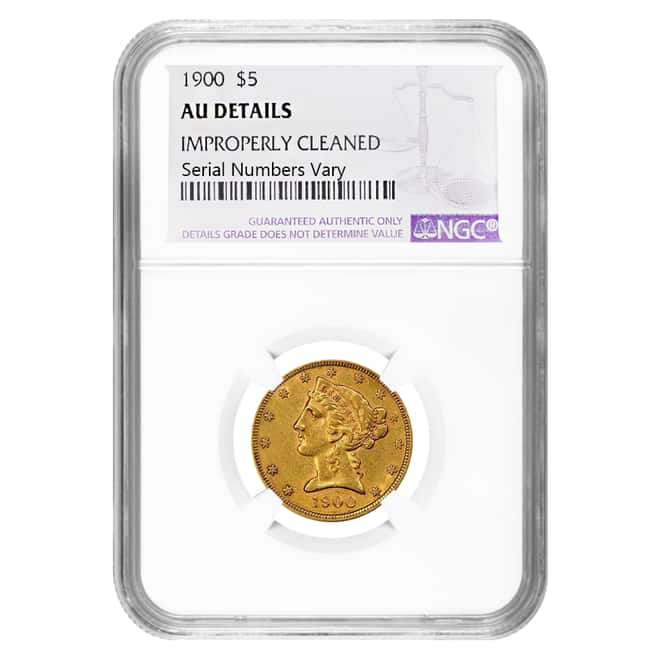 1900 $5 Liberty Head Half Eagle Gold Coin NGC AU Details