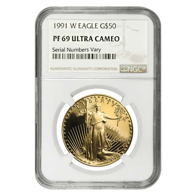 1991 W 1 oz $50 Proof Gold American Eagle NGC PF 69 UCAM